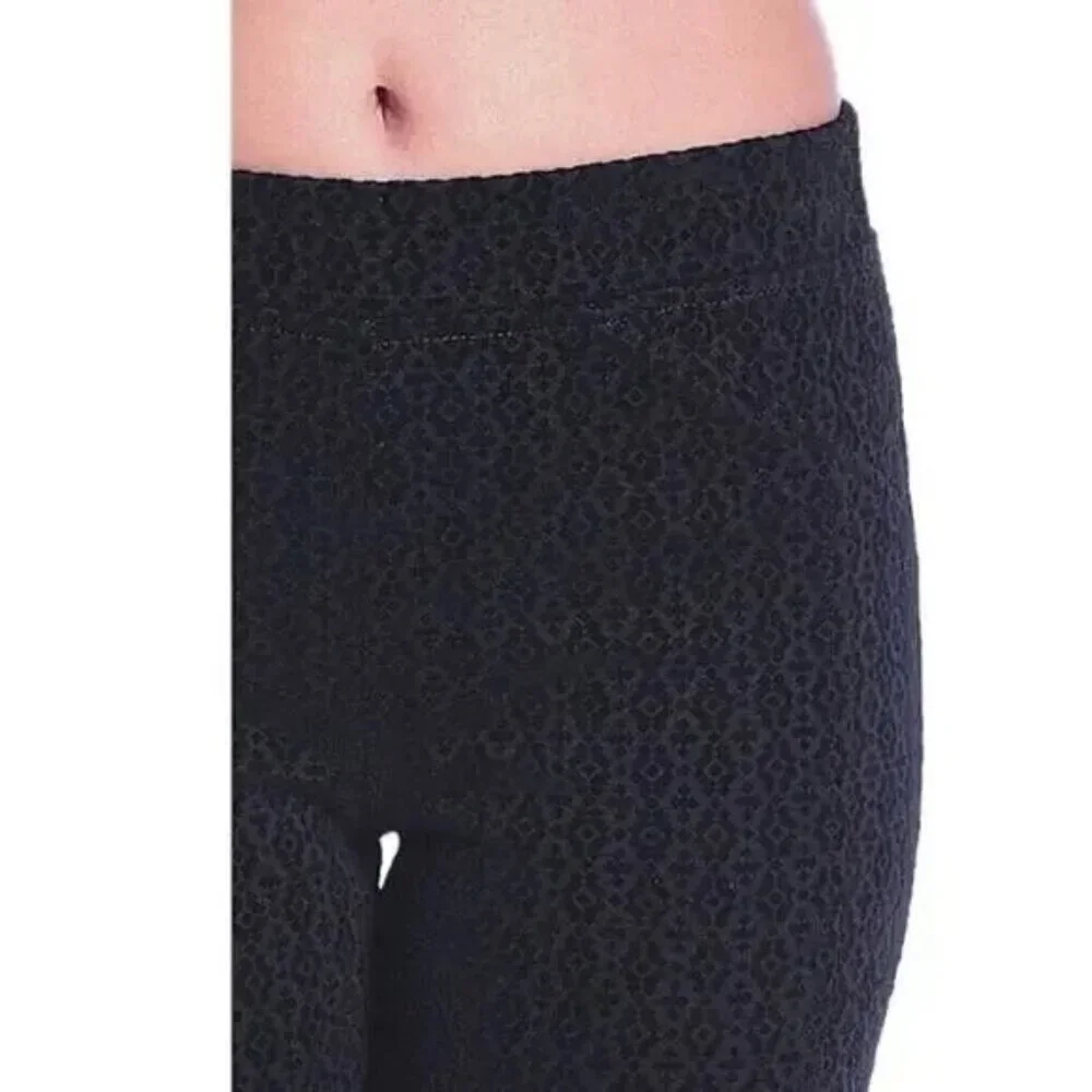 Nanette Lepore Black Flocked Velvet Skinny Ankle Pants Pull On Stretch M NWT